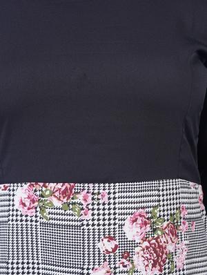 round neck checkered a-line dress - 16712781 - Standard Image - 4