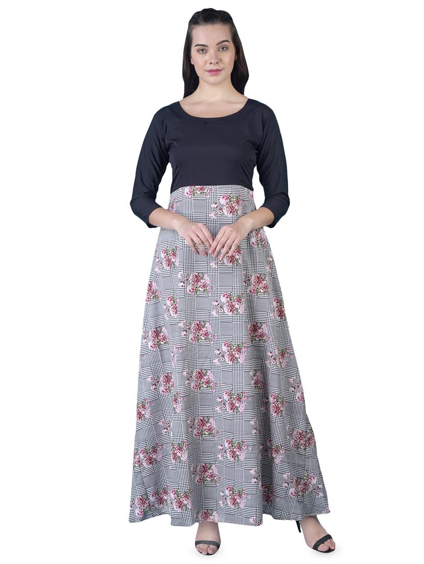 round neck checkered a-line dress - 16712781 - Zoom Image - 1