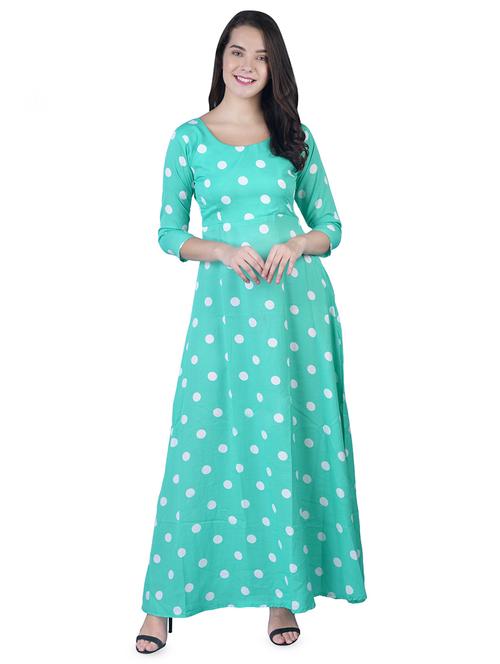 round neck polka dot a-line dress - 16712785 - Standard Image - 1