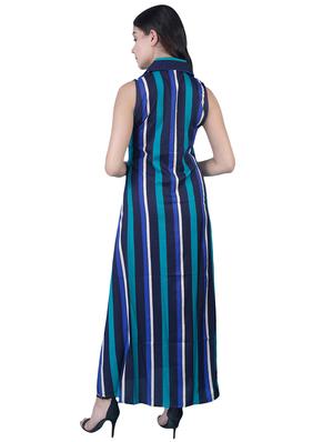 shirt collar striped maxi dress - 16712822 - Standard Image - 3