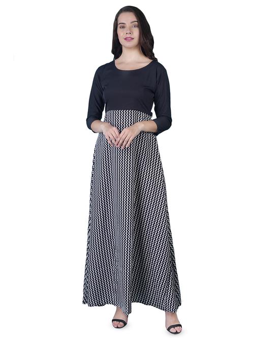 round neck chevron a-line dress - 16712823 - Standard Image - 1