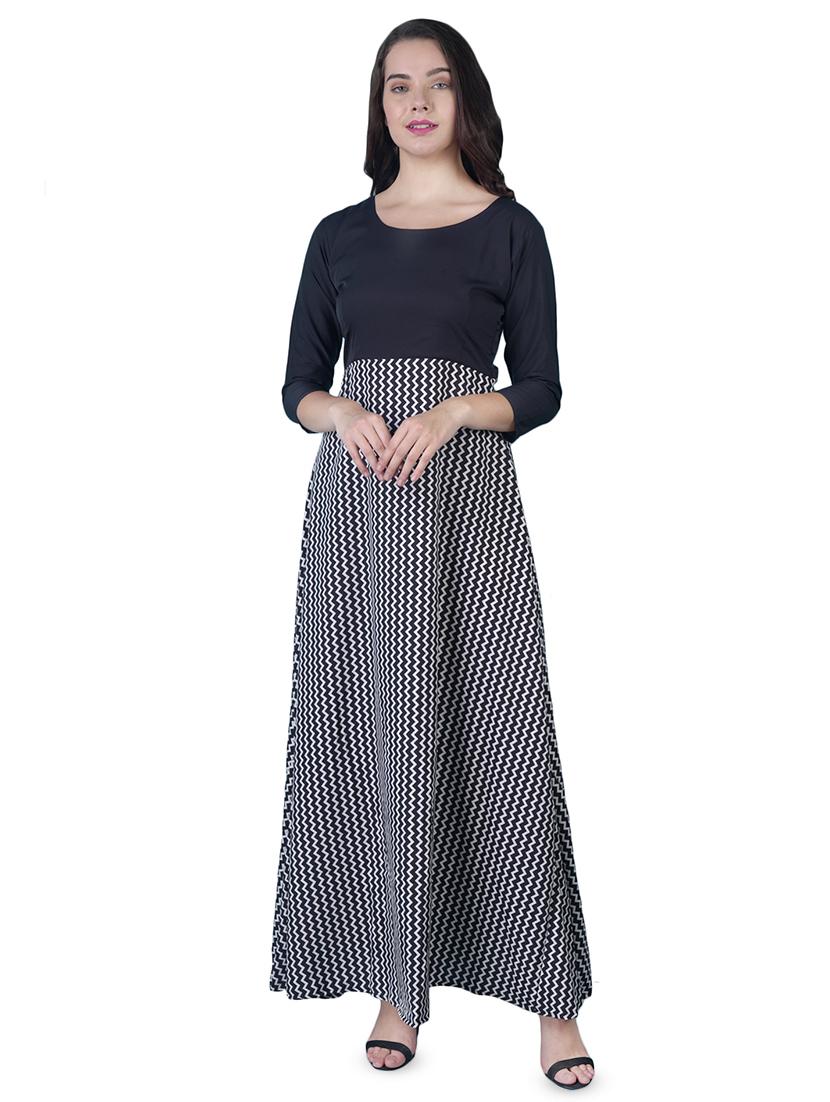 round neck chevron a-line dress - 16712823 - Zoom Image - 1