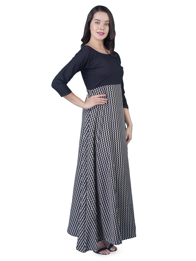 round neck chevron a-line dress - 16712823 - Zoom Image - 2