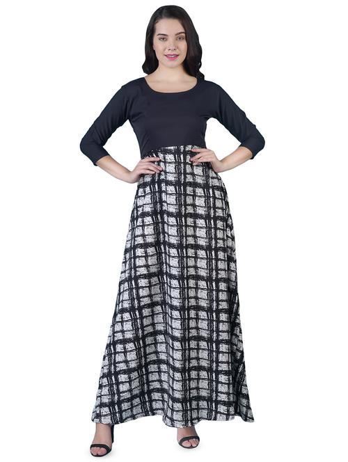 round neck checkered a-line dress - 16712824 - Standard Image - 1
