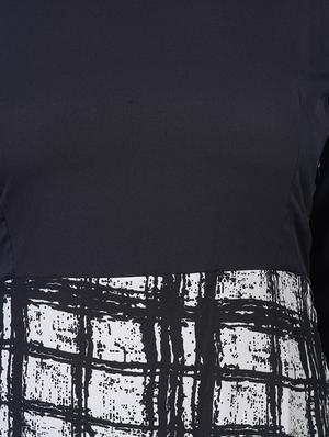round neck checkered a-line dress - 16712824 - Standard Image - 4
