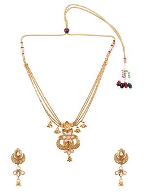 gold brass long necklace - 16712876 - Standard Image - 2