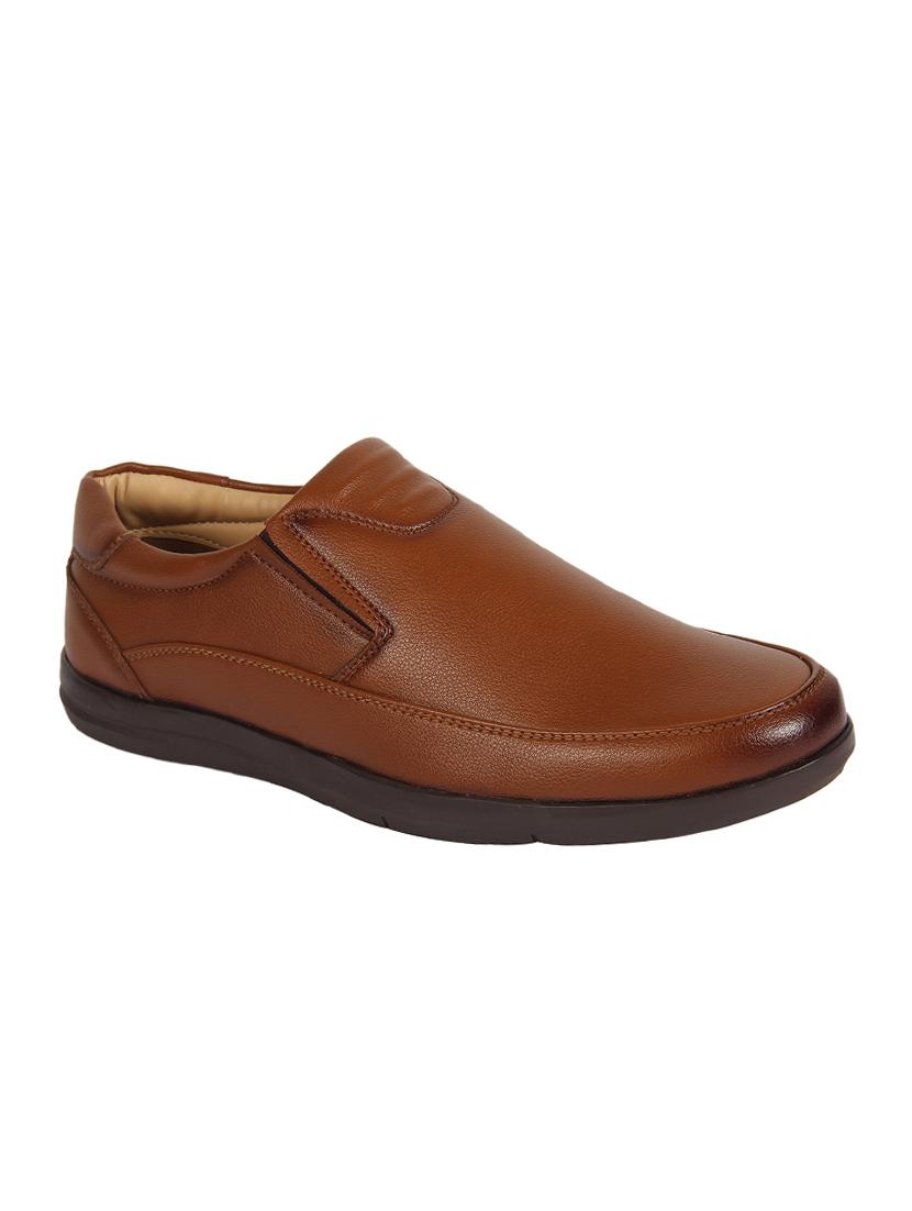 tan leatherette slip ons - 16712940 - Zoom Image - 1