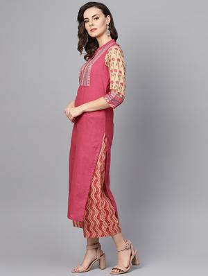 zari yoke kurta palazzo set - 16712959 - Standard Image - 2
