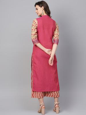 zari yoke kurta palazzo set - 16712959 - Standard Image - 3