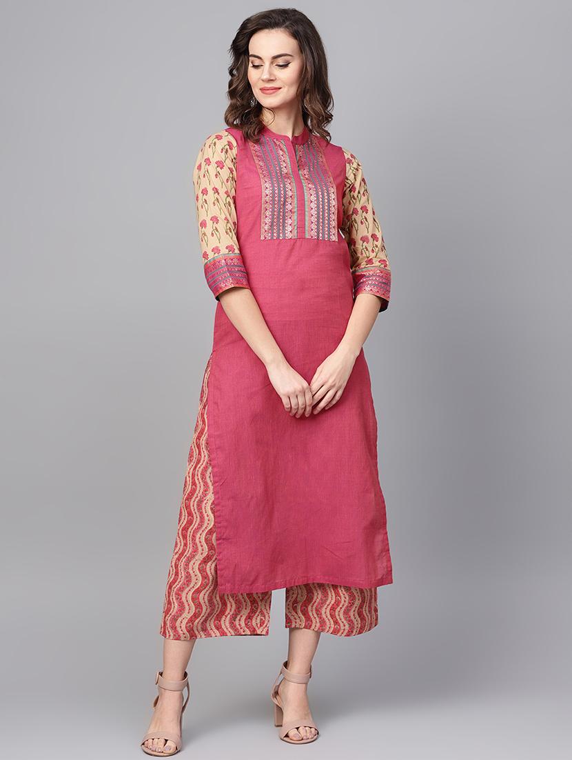 zari yoke kurta palazzo set - 16712959 - Zoom Image - 1