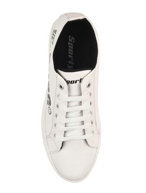 white leatherette lace up sneakers - 16712973 - Standard Image - 4
