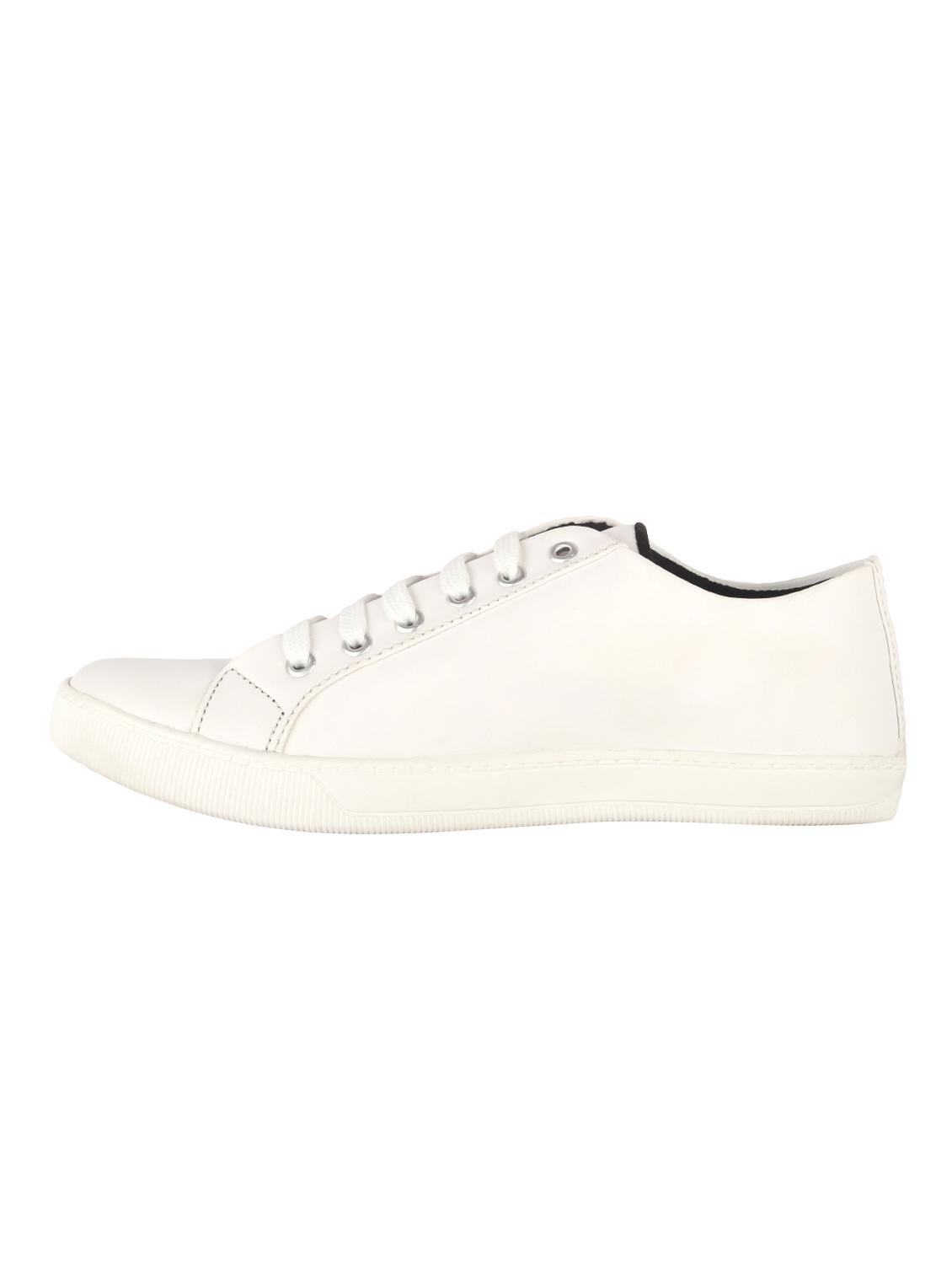 white leatherette lace up sneakers - 16712973 - Zoom Image - 2