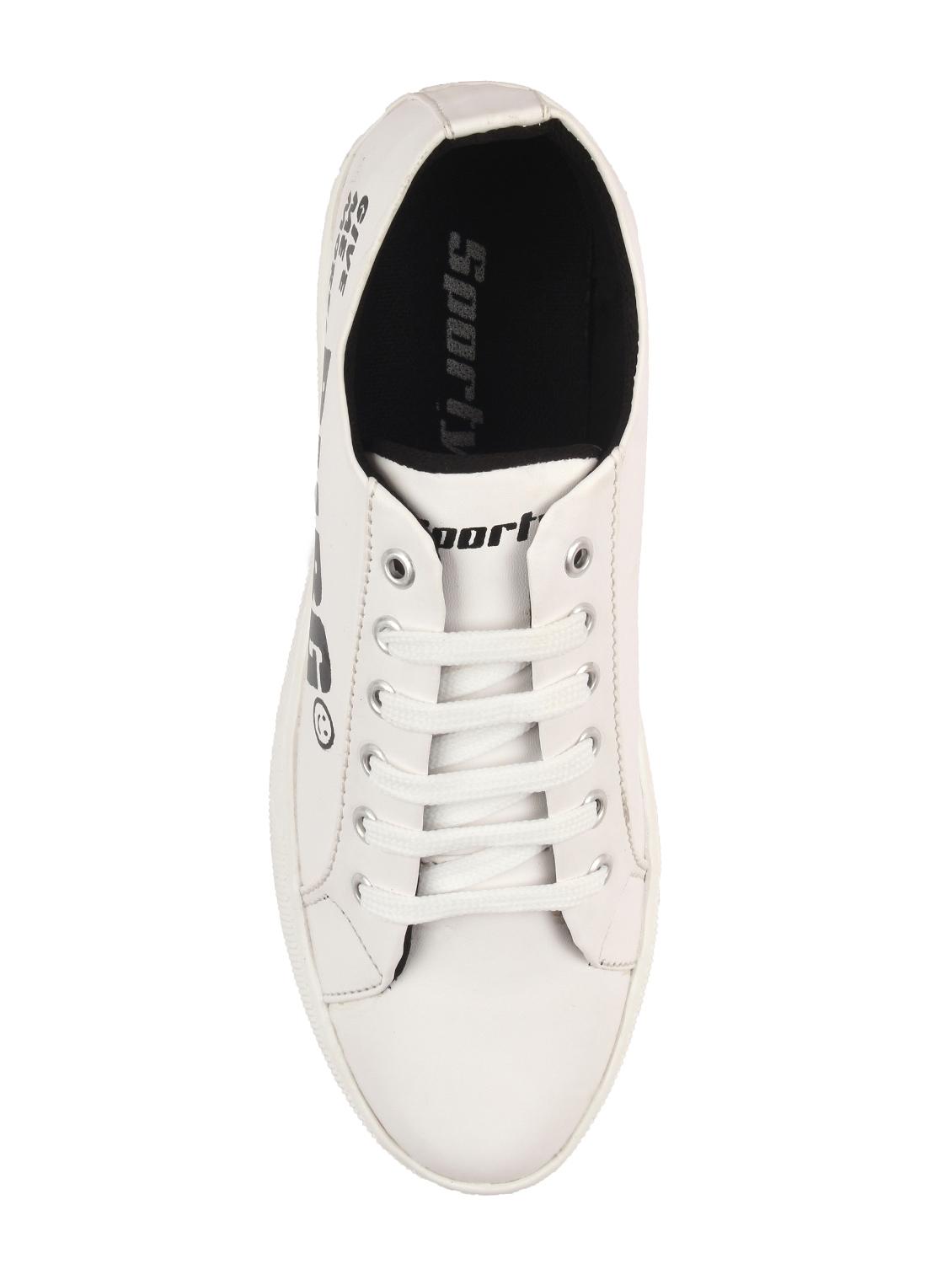 white leatherette lace up sneakers - 16712973 - Zoom Image - 4