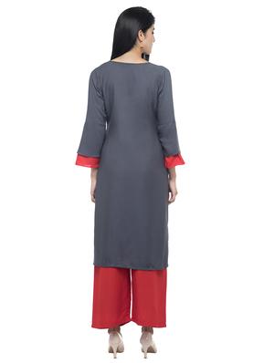 embroidered straight kurta - 16713071 - Standard Image - 3