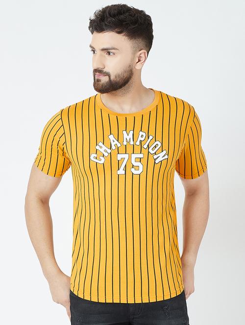 yellow typographic striped t-shirt - 16713072 - Standard Image - 1