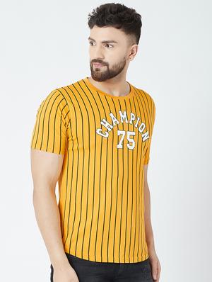 yellow typographic striped t-shirt - 16713072 - Standard Image - 2