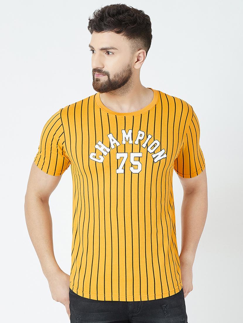 yellow typographic striped t-shirt - 16713072 - Zoom Image - 1