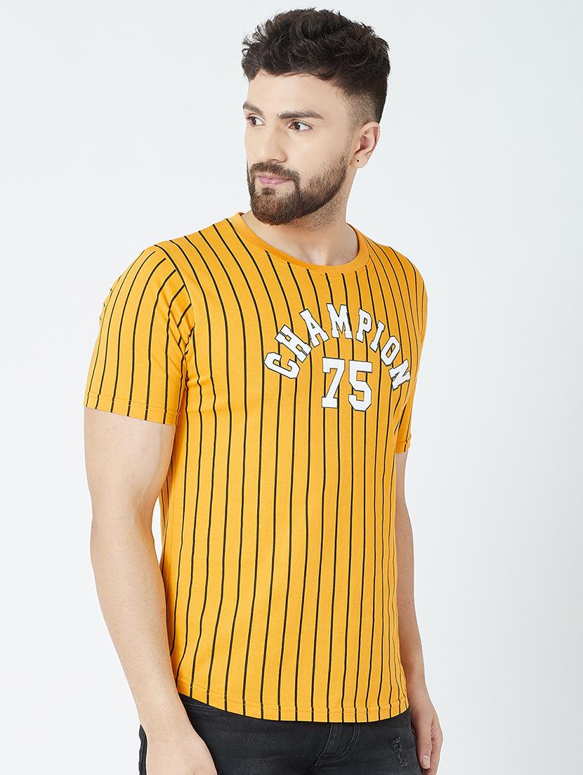yellow typographic striped t-shirt - 16713072 - Zoom Image - 2