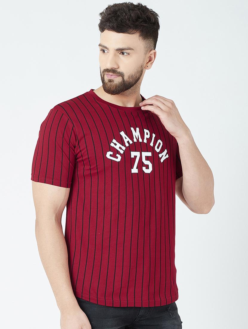 maroon typographic striped t-shirt - 16713114 - Zoom Image - 2