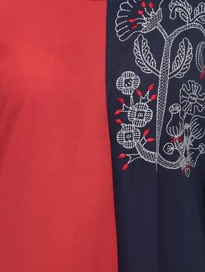 embroidered contrast straight kurta - 16713115 - Standard Image - 4