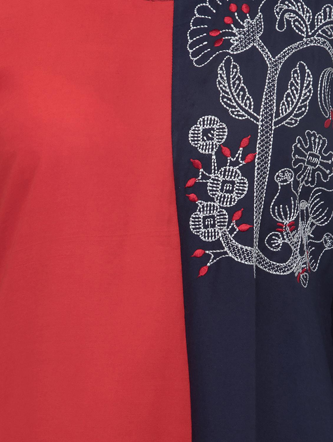 embroidered contrast straight kurta - 16713115 - Zoom Image - 4