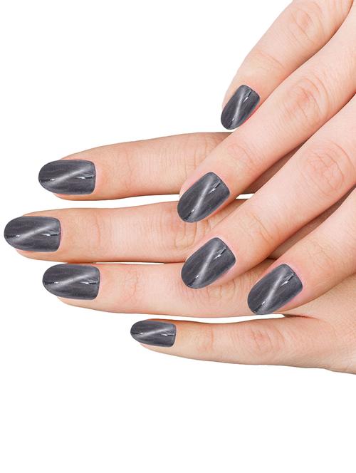 hand made /hand painted/hand crafted customised -silver cateye press on gel nails-with extensions and cateye nail art - 16713150 - Standard Image - 1