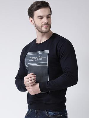 navy blue chest printed sweatshirt - 16713566 - Standard Image - 2