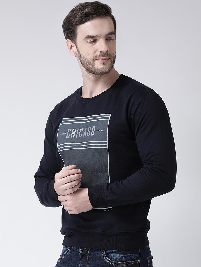 navy blue chest printed sweatshirt - 16713566 - Zoom Image - 2