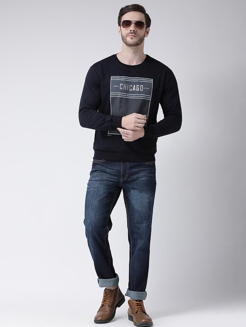 navy blue chest printed sweatshirt - 16713566 - Zoom Image - 4