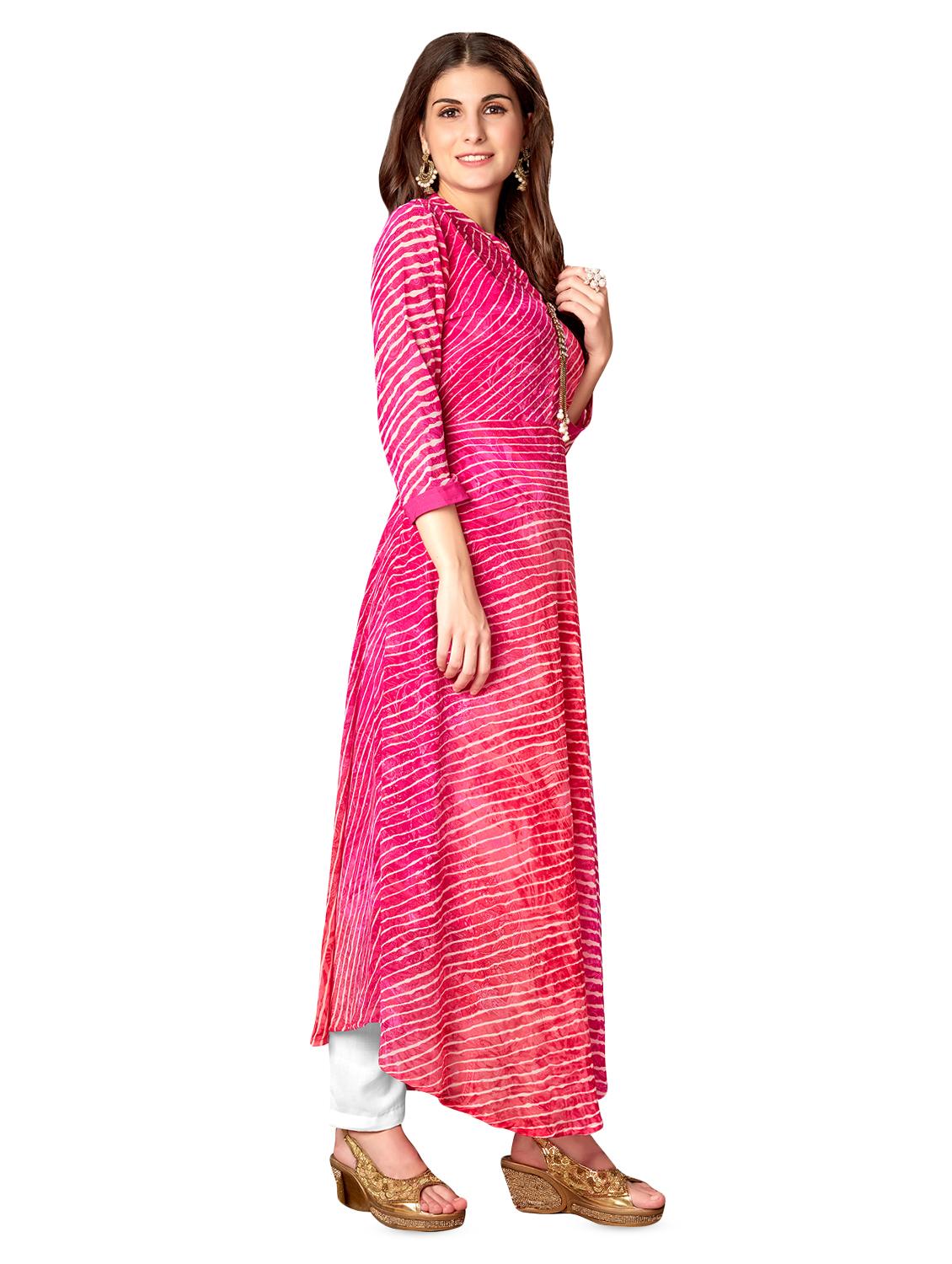 leheriya layered kurta - 16713613 - Zoom Image - 2