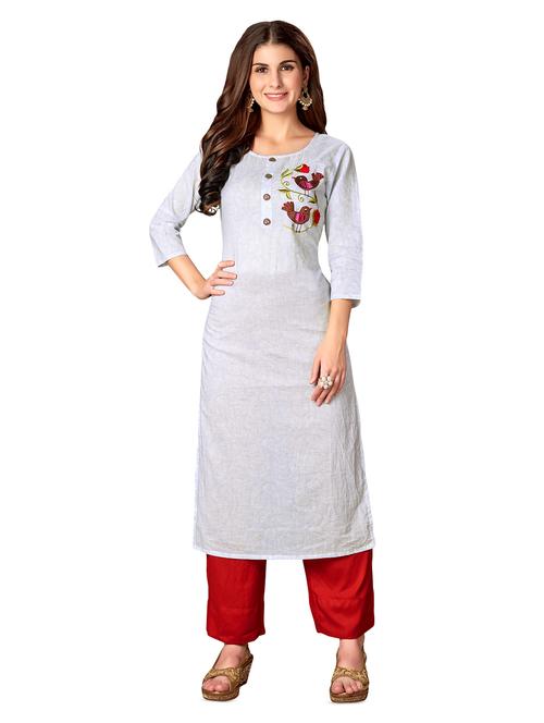 embroidered straight kurta - 16713616 - Standard Image - 1