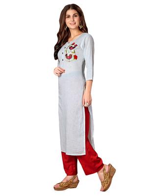 embroidered straight kurta - 16713616 - Standard Image - 2