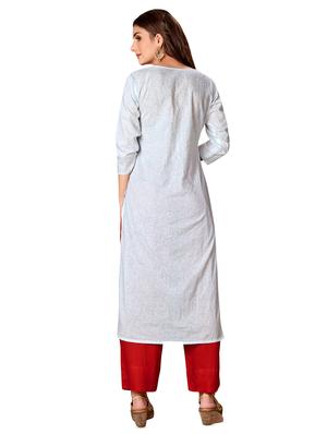 embroidered straight kurta - 16713616 - Standard Image - 3
