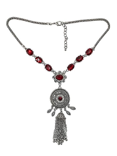 red silver plated chain necklace - 16713801 - Standard Image - 1