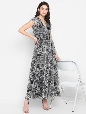 v-neck floral maxi dress - 16713825 - Standard Image - 4