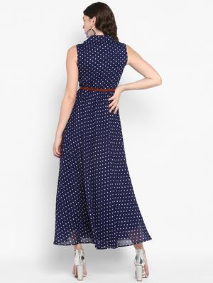 polka dot belted maxi dress - 16713826 - Standard Image - 3