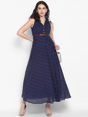 polka dot belted maxi dress - 16713826 - Standard Image - 4