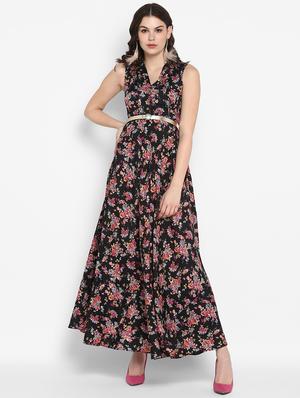 button detail floral maxi dress - 16713827 - Standard Image - 4