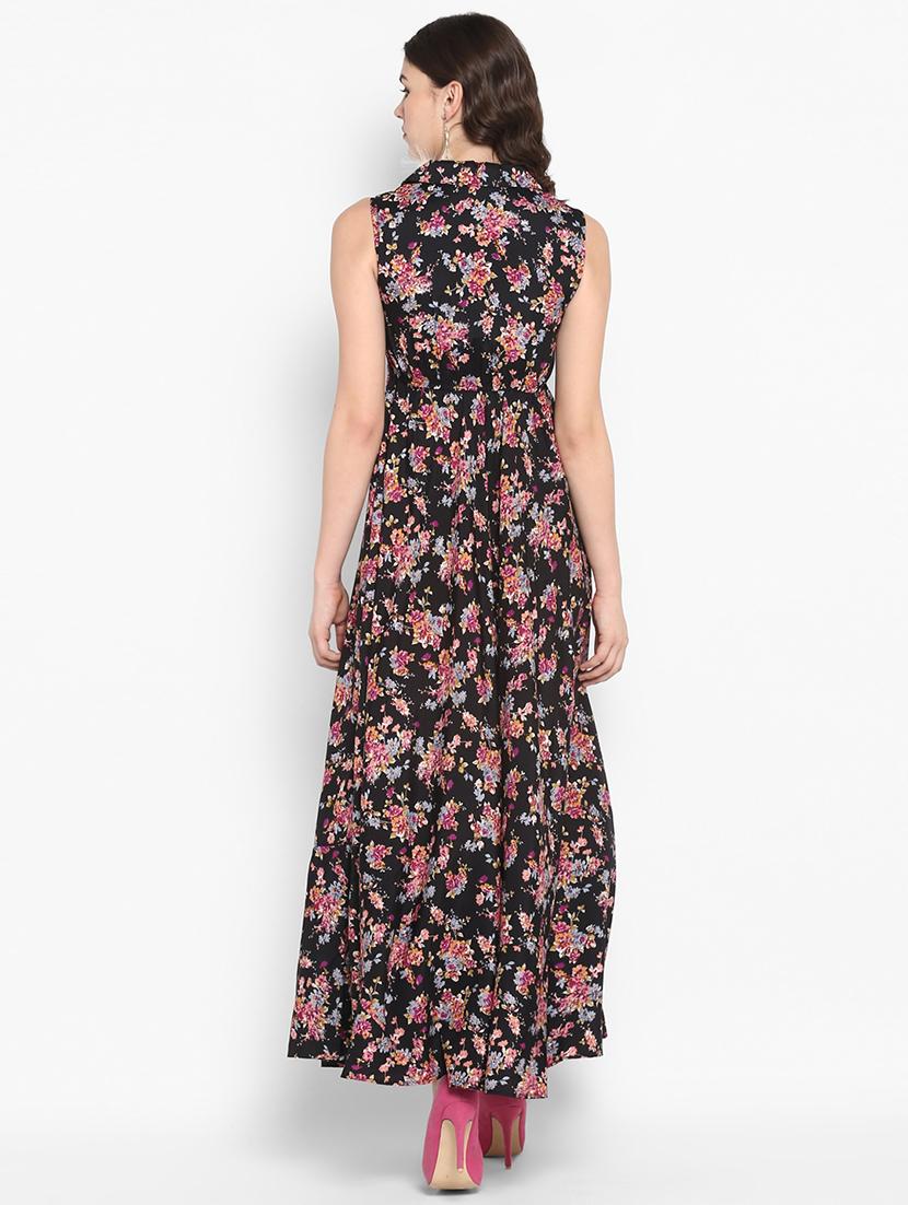 button detail floral maxi dress - 16713827 - Zoom Image - 3