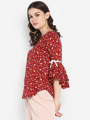 bell sleeved floral top - 16713836 - Standard Image - 2