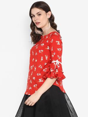 bell sleeved floral top - 16713837 - Standard Image - 2