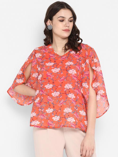 slit sleeved floral top - 16713838 - Standard Image - 1