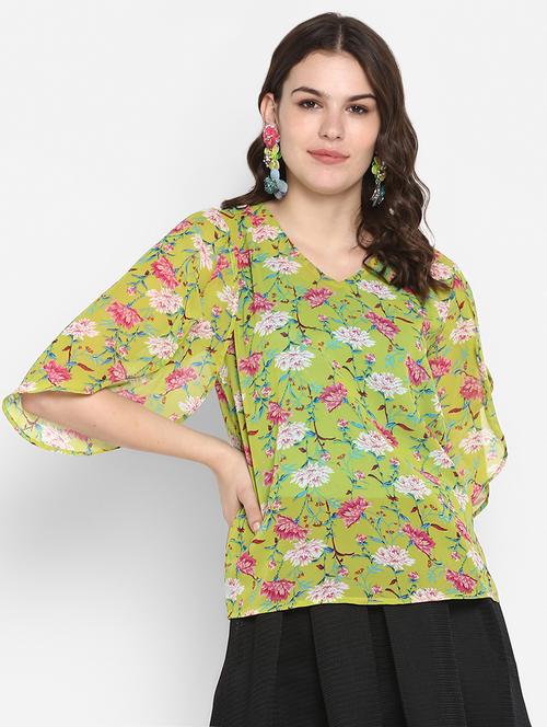 slit sleeved floral top - 16713839 - Standard Image - 1