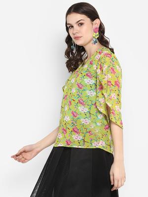 slit sleeved floral top - 16713839 - Standard Image - 2