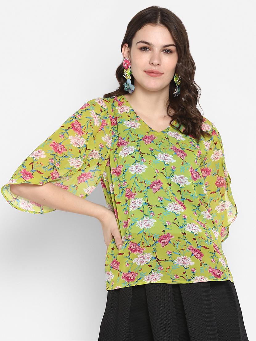 slit sleeved floral top - 16713839 - Zoom Image - 1