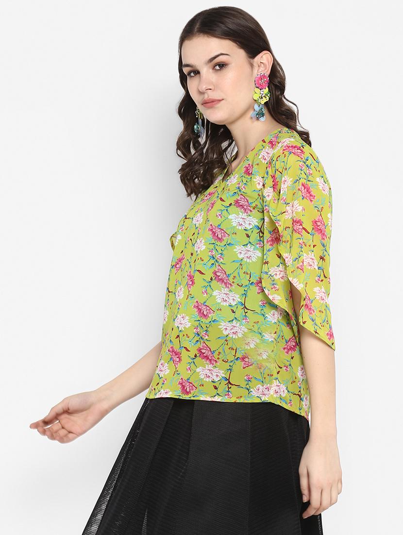 slit sleeved floral top - 16713839 - Zoom Image - 2