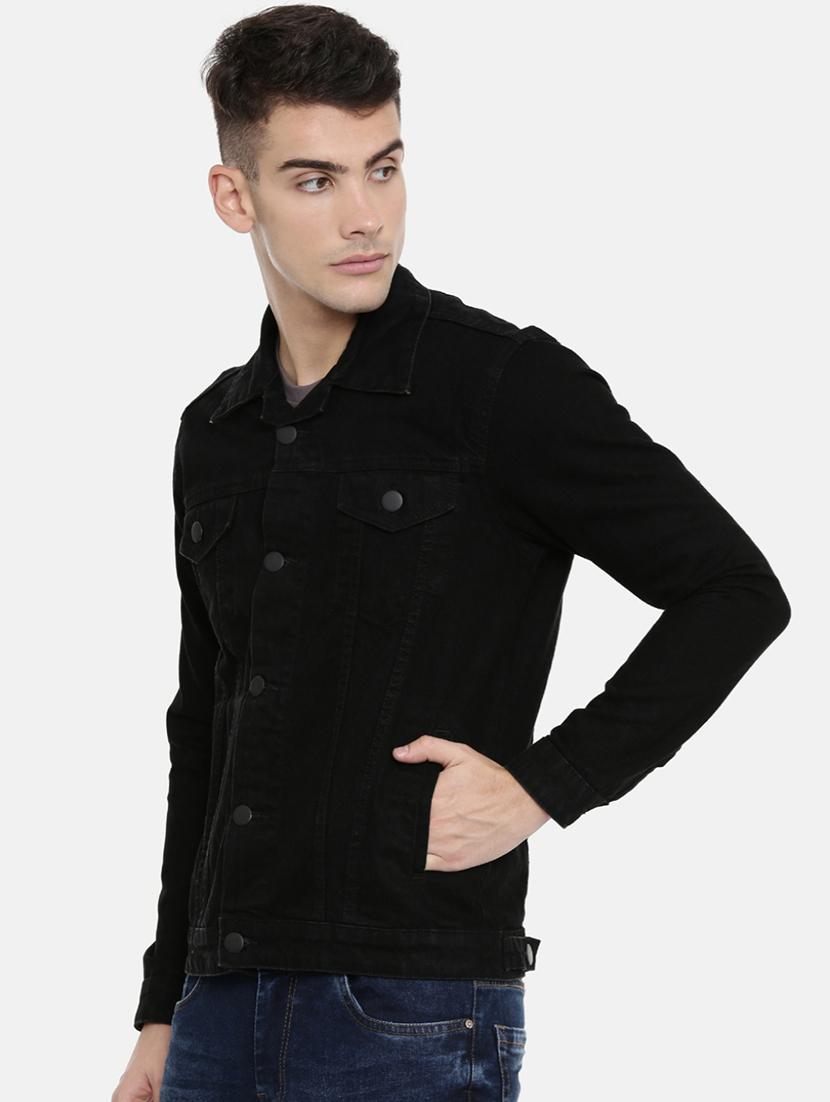 black plain denim jacket - 16713846 - Zoom Image - 2