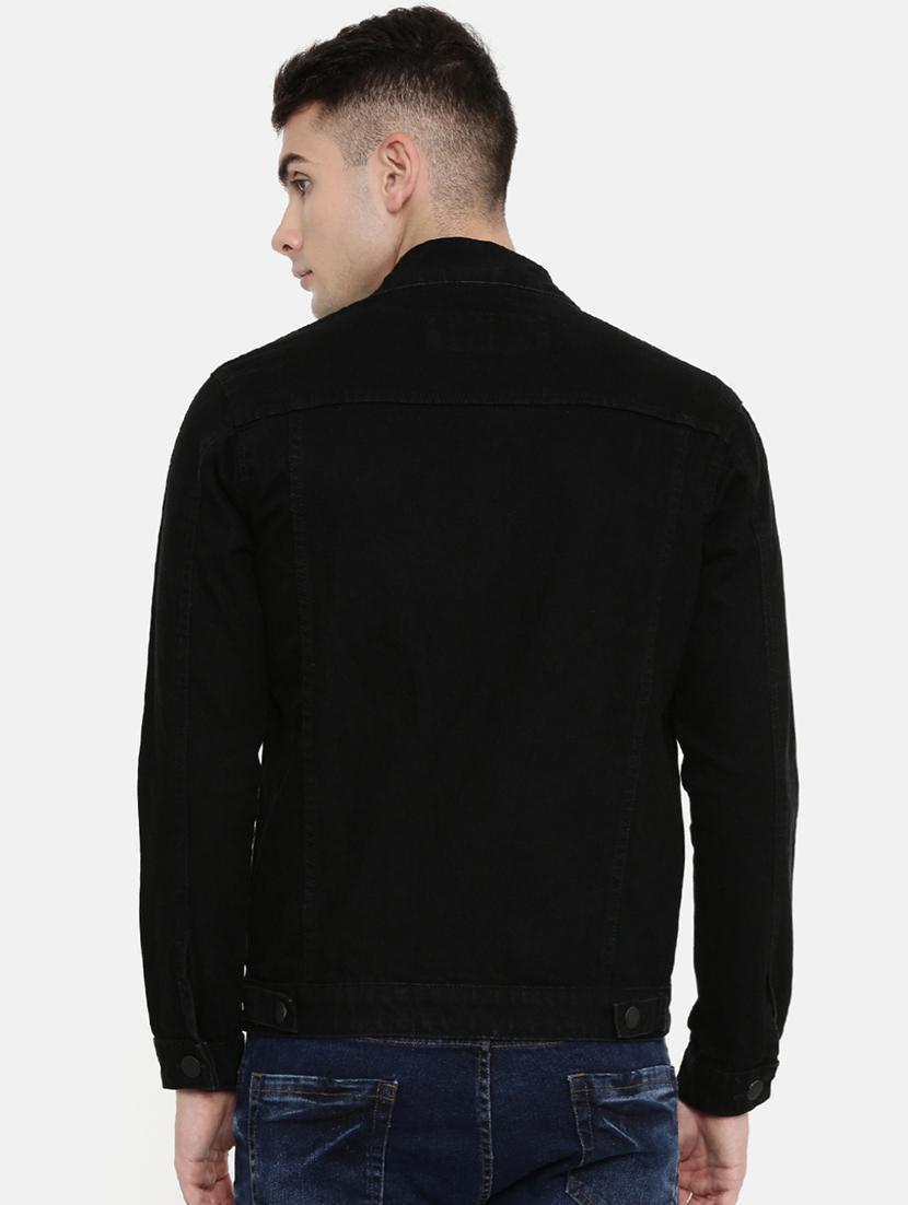 black plain denim jacket - 16713846 - Zoom Image - 3