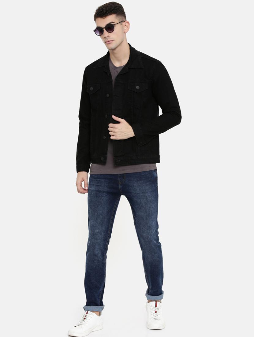 black plain denim jacket - 16713846 - Zoom Image - 4