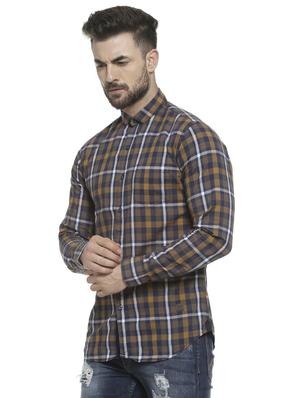 brown checkered casual shirt - 16713863 - Standard Image - 2